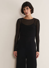 Eleena Black Mesh Top Black