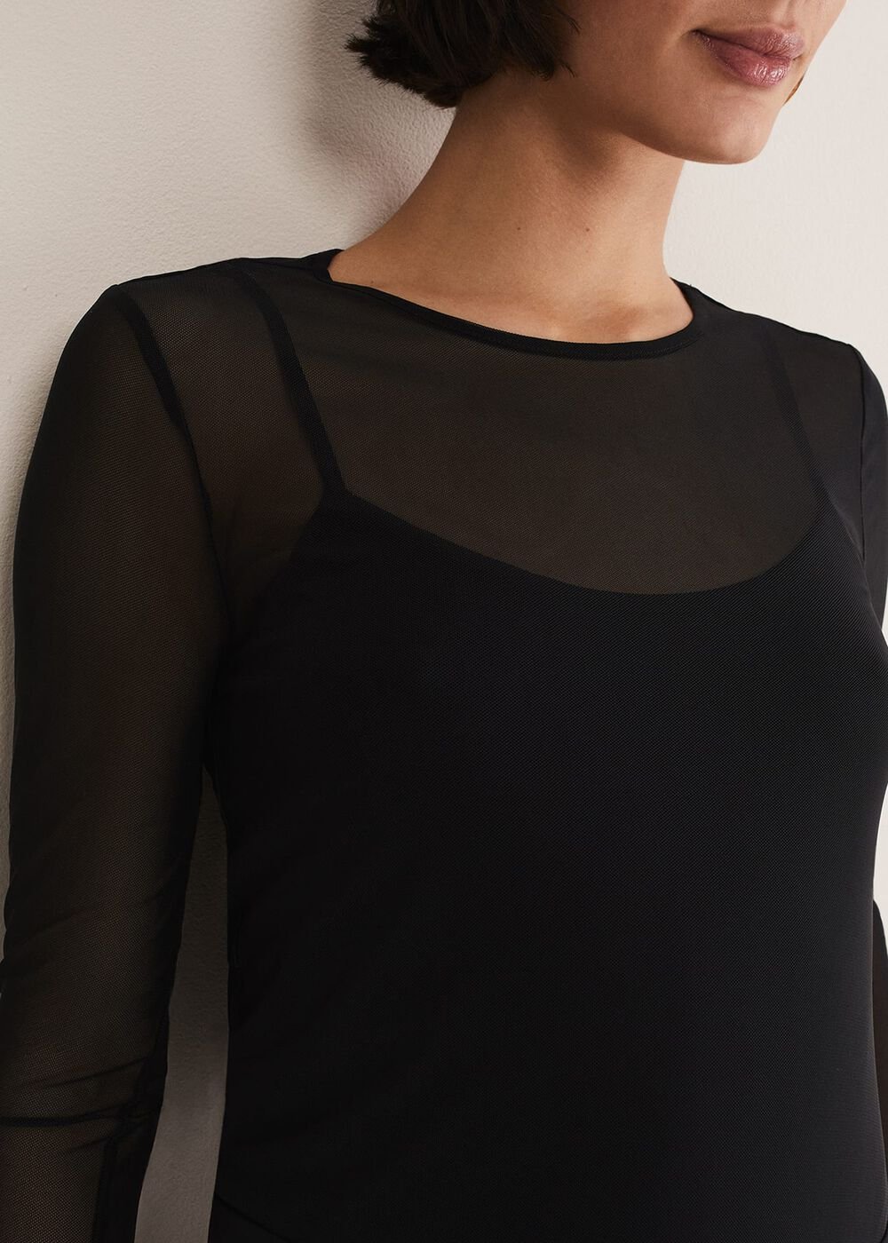 Eleena Black Mesh Top Black