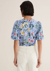Donda Floral Ruched Top Blue/Multi