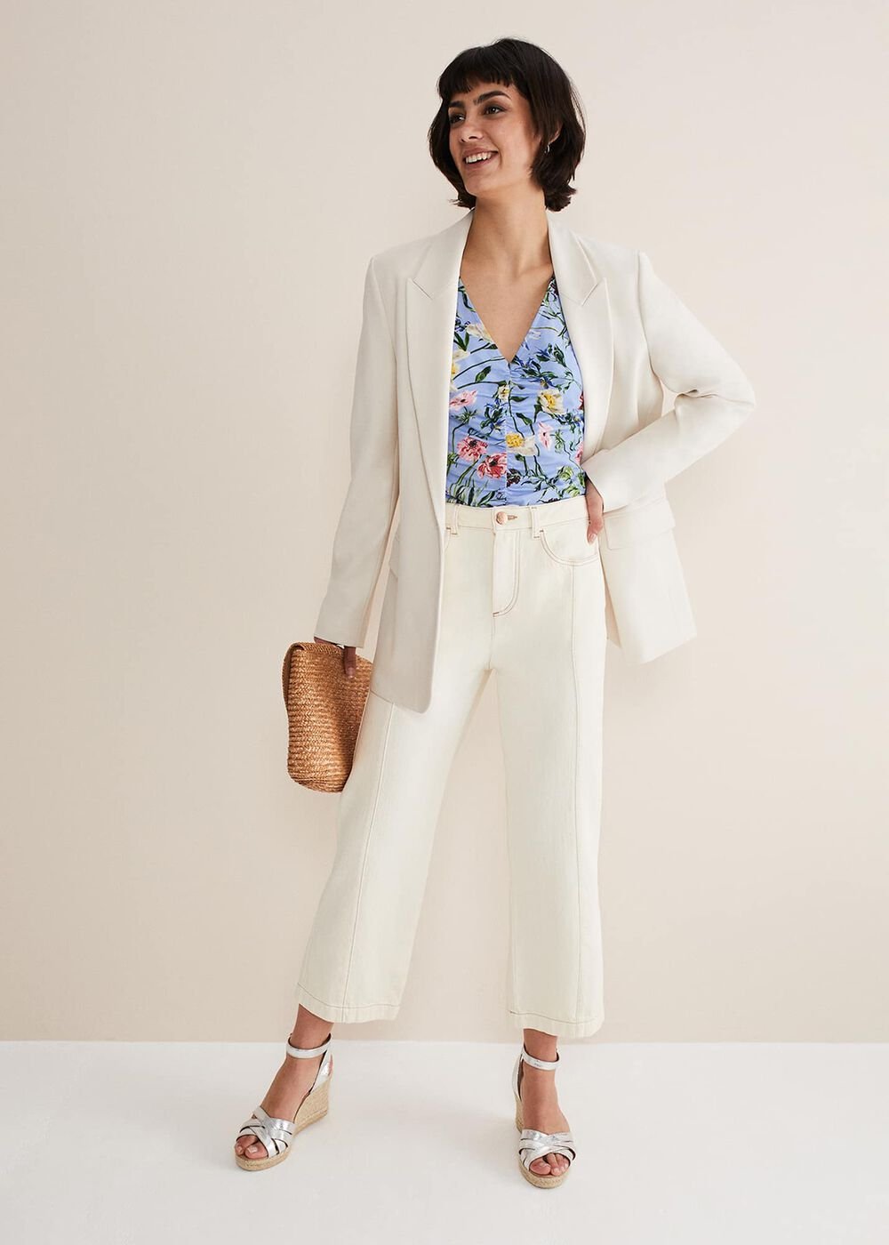Donda Floral Ruched Top Blue/Multi