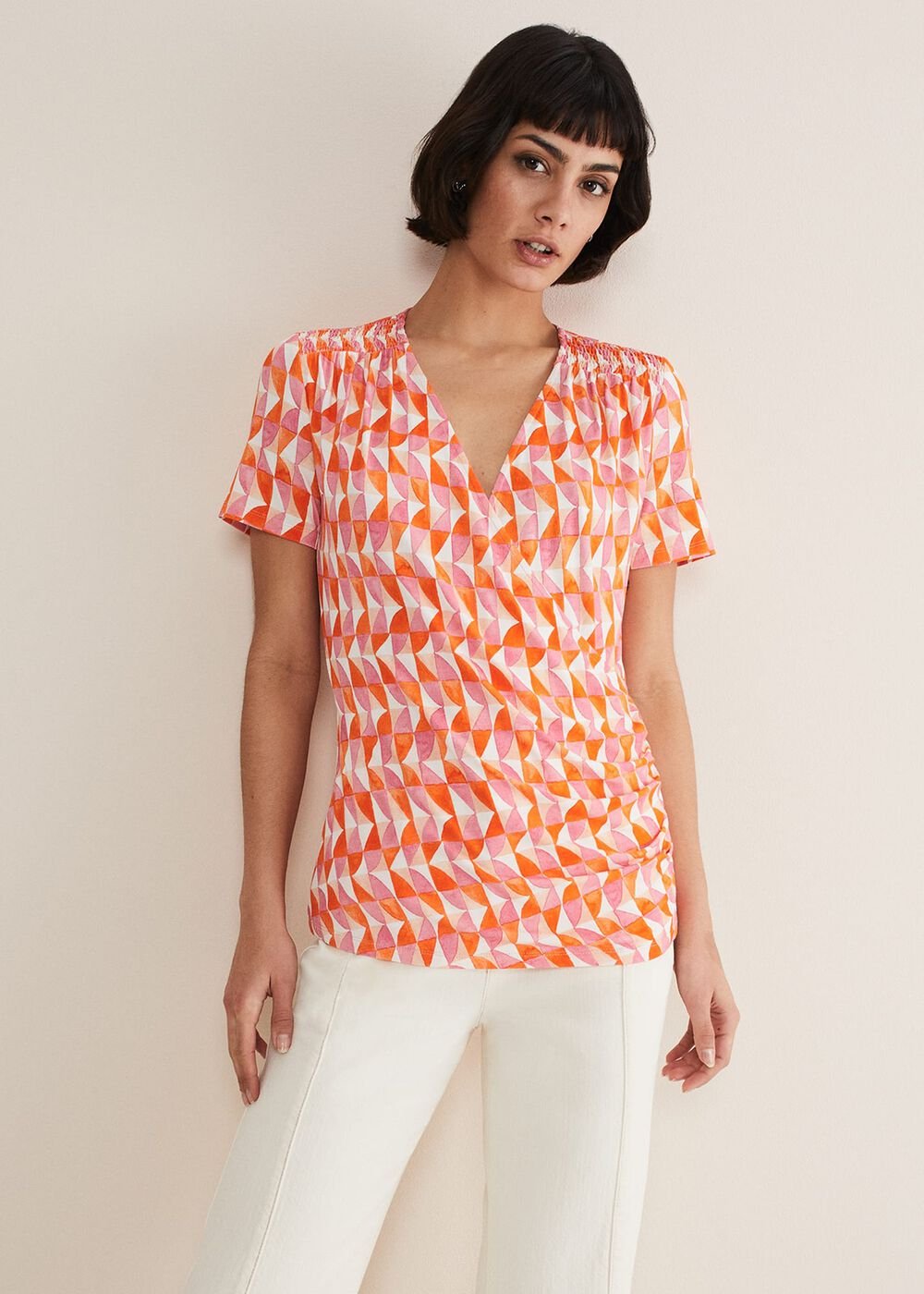 Loicia Geo Wrap Top Pink
