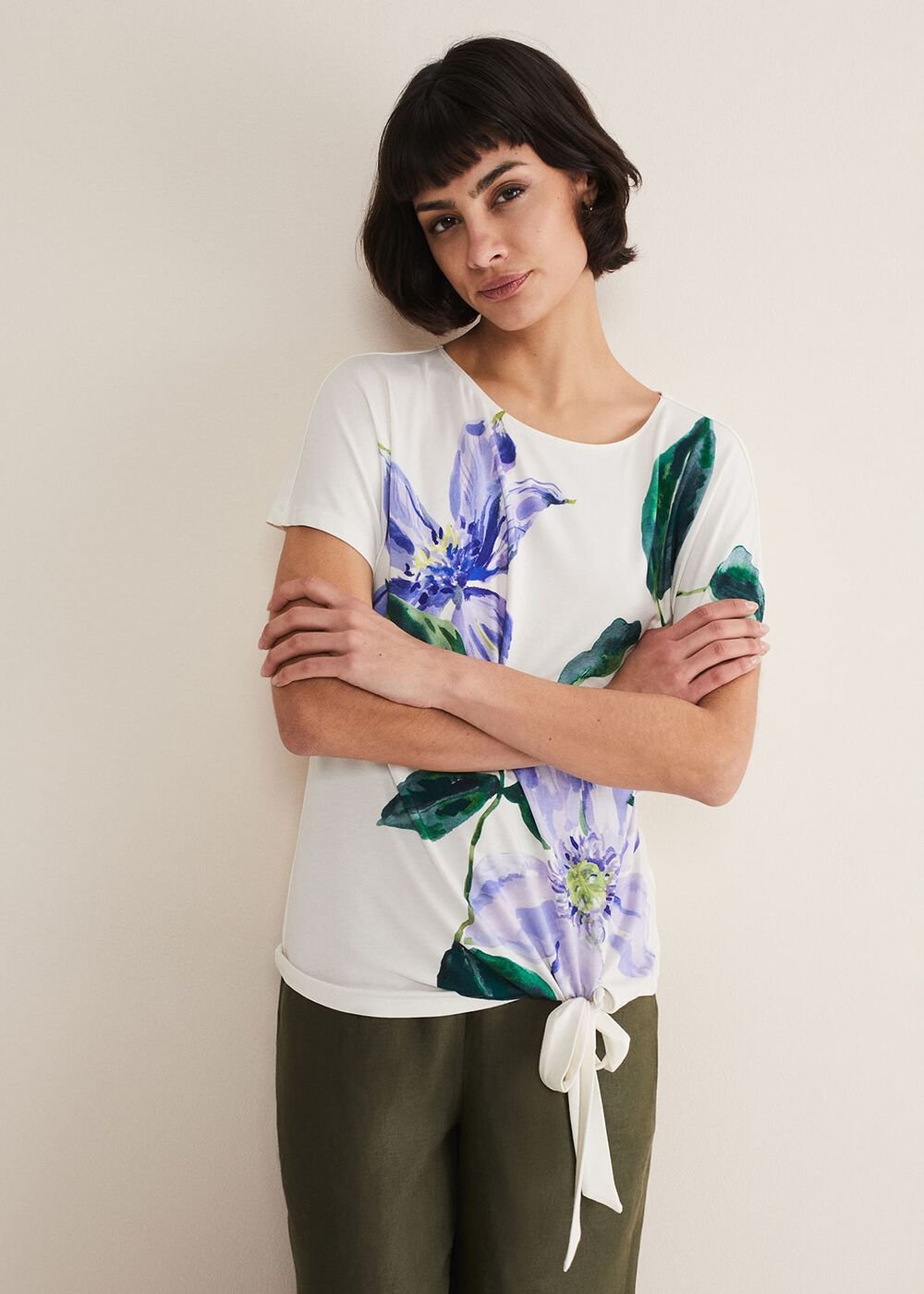 Fiorella Tie Front Top Ivory