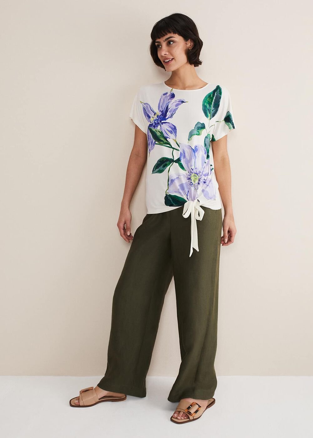Fiorella Tie Front Top Ivory