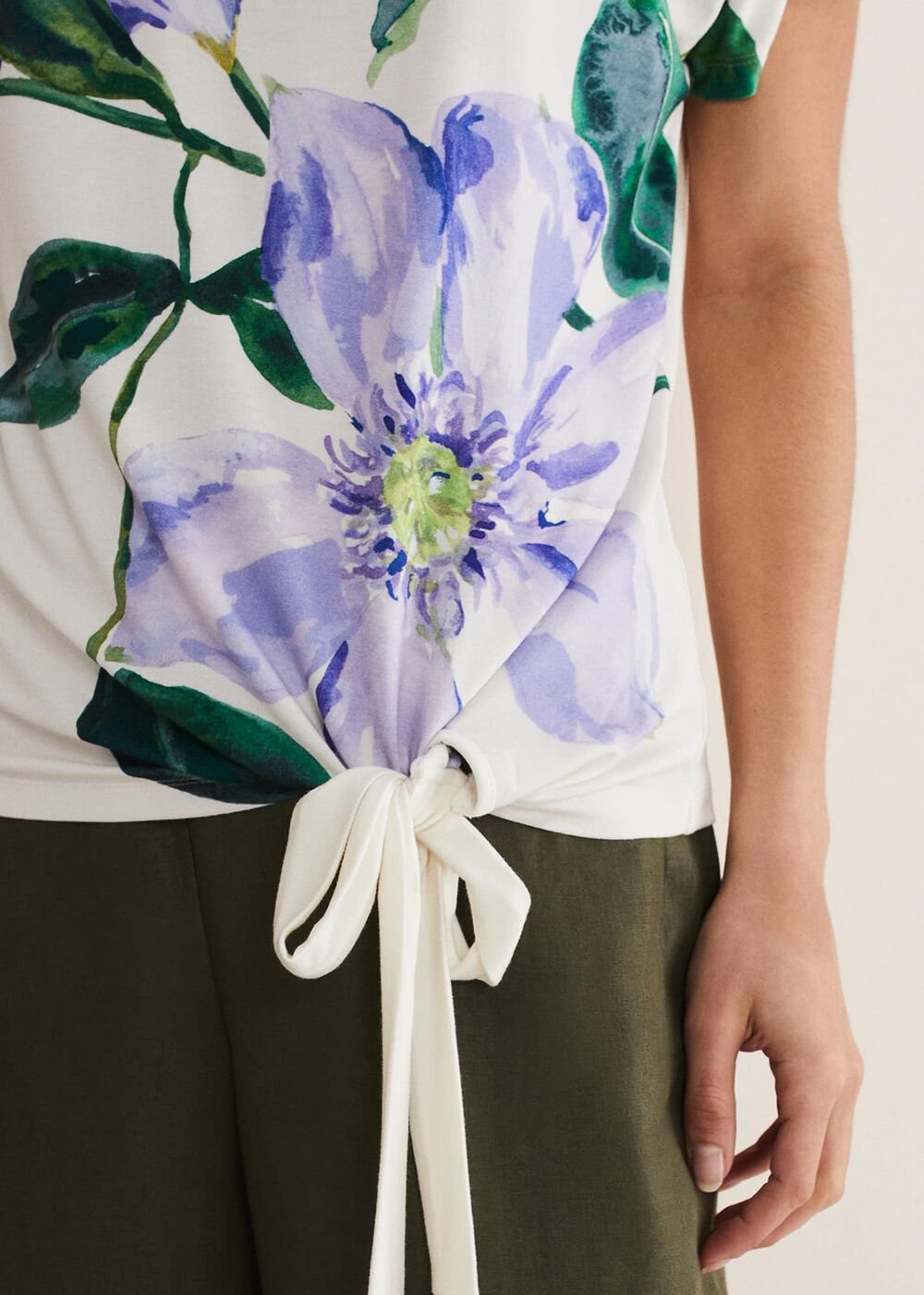 Fiorella Tie Front Top Ivory