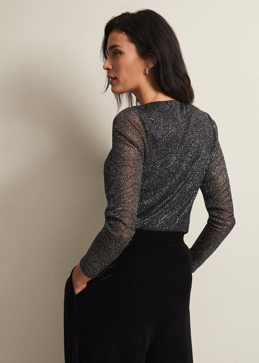 Sera Shimmer Cowl Neck Top Teal