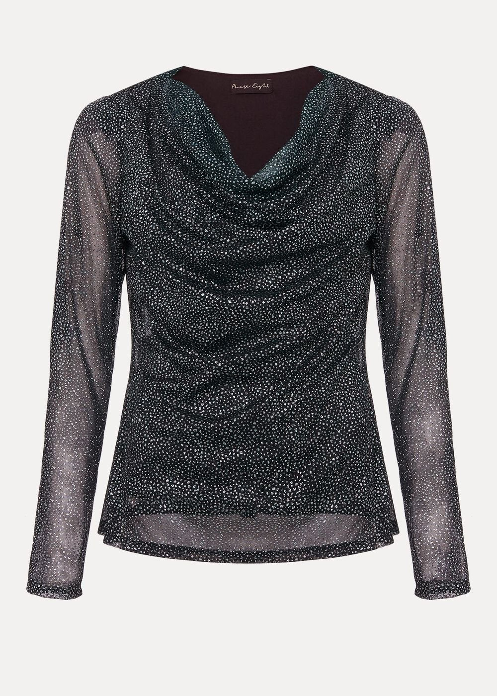 Sera Shimmer Cowl Neck Top Teal