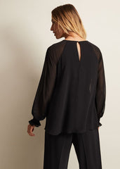 Aria Chiffon Double Layer Top Black