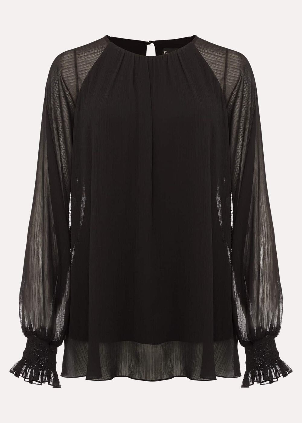 Aria Chiffon Double Layer Top Black