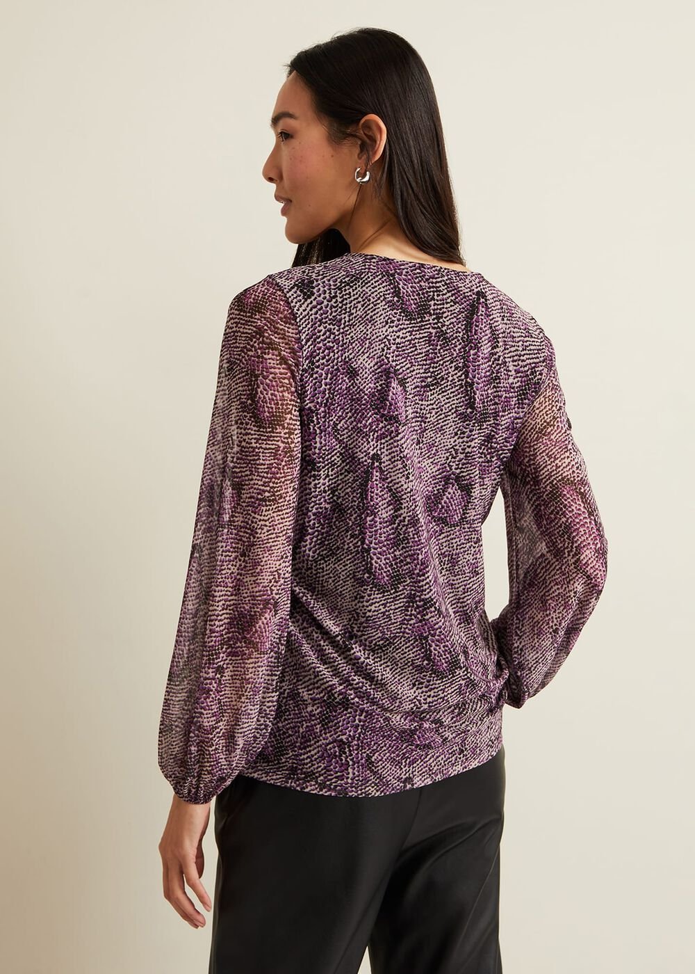 Elyza Snake Mesh Print Top Multi-Coloured