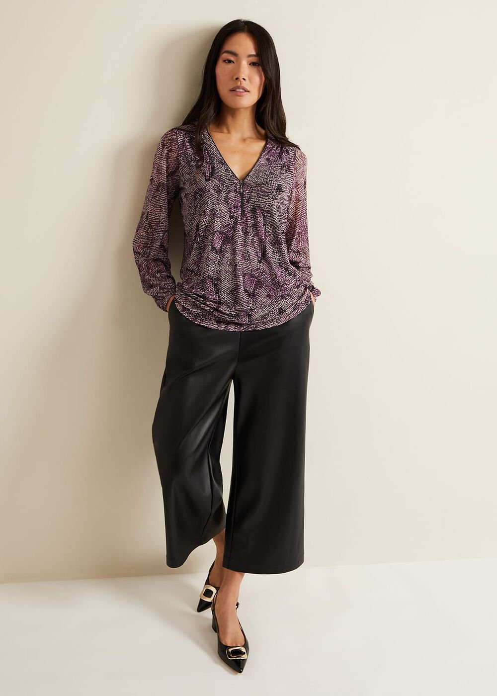 Elyza Snake Mesh Print Top Multi-Coloured