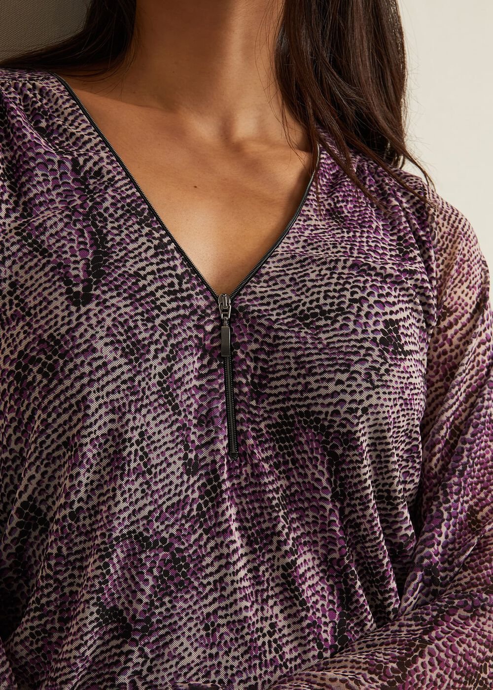 Elyza Snake Mesh Print Top Multi-Coloured