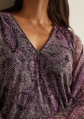 Elyza Snake Mesh Print Top Multi-Coloured