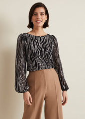 Patricia Pearl Print Woven Mix Top Black