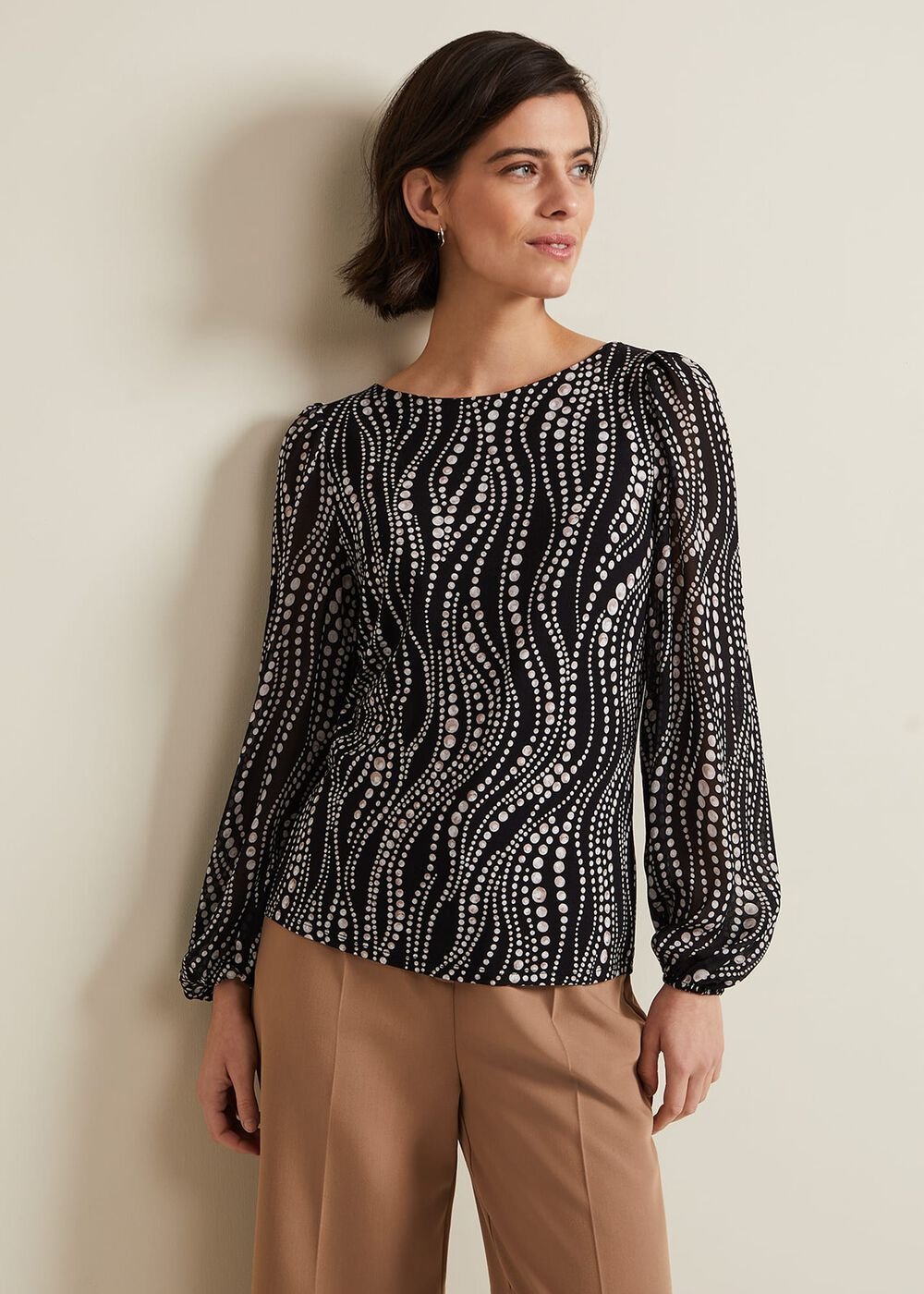 Patricia Pearl Print Woven Mix Top Black