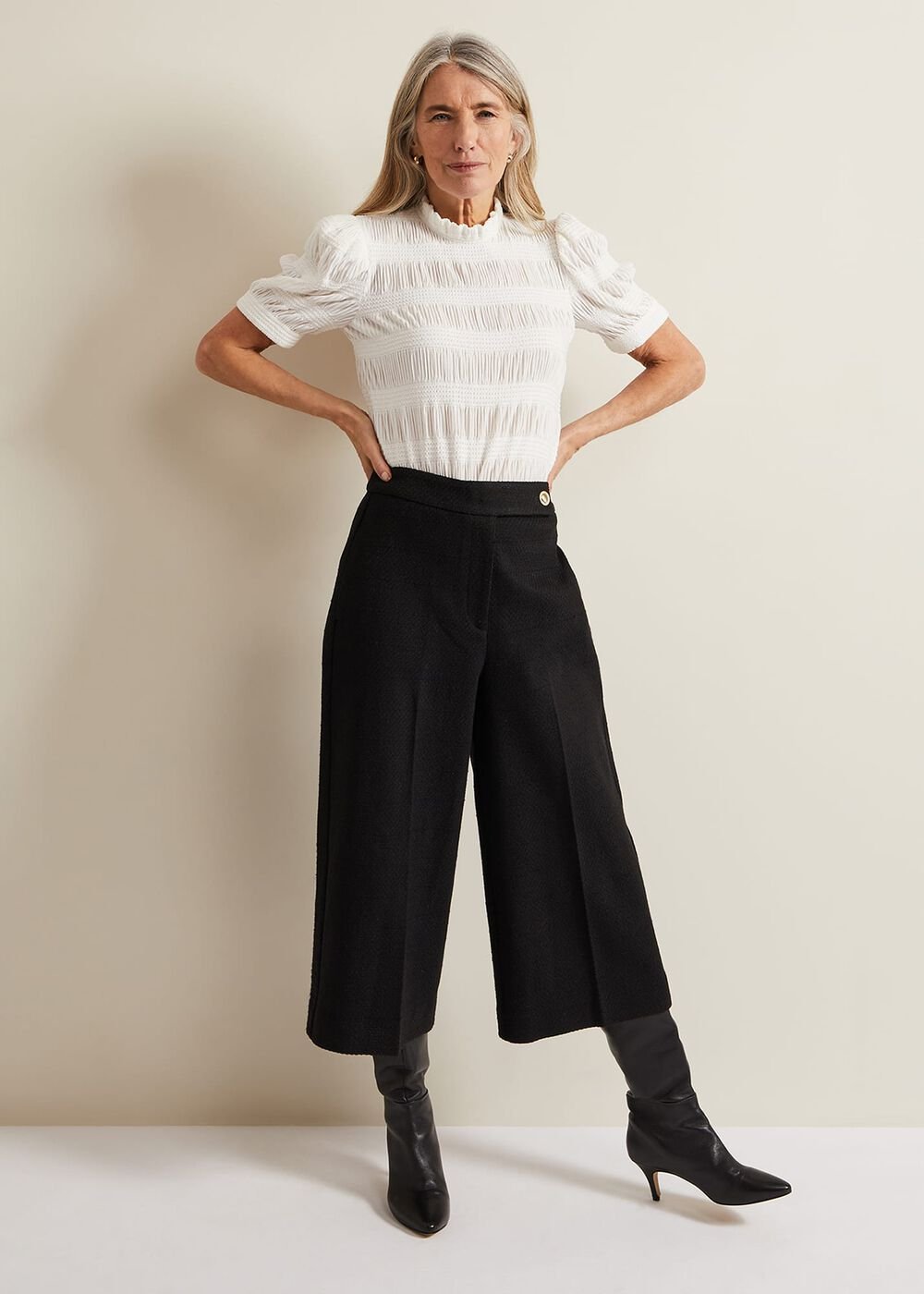 Samiha Textured Top Ivory