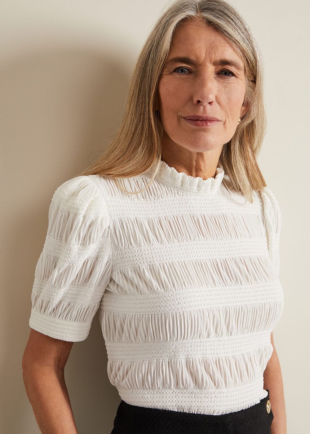 Samiha Textured Top Ivory