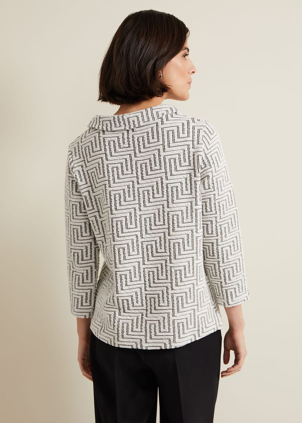 Rena Textured Top Ivory/Black