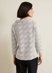 Rena Textured Top Ivory/Black