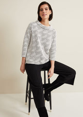 Rena Textured Top Ivory/Black