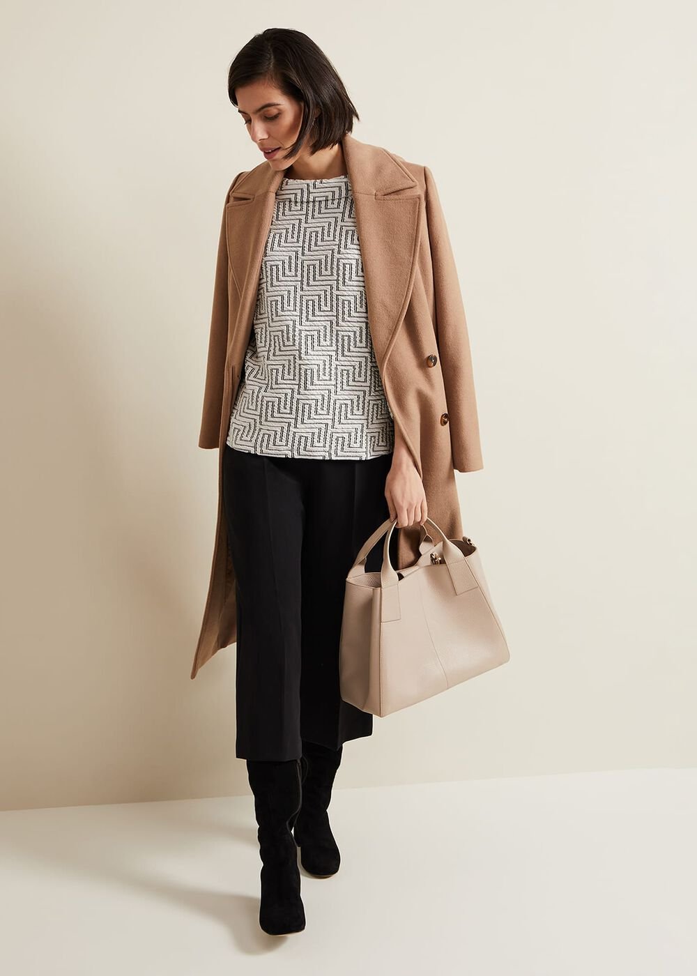 Rena Textured Top Ivory/Black