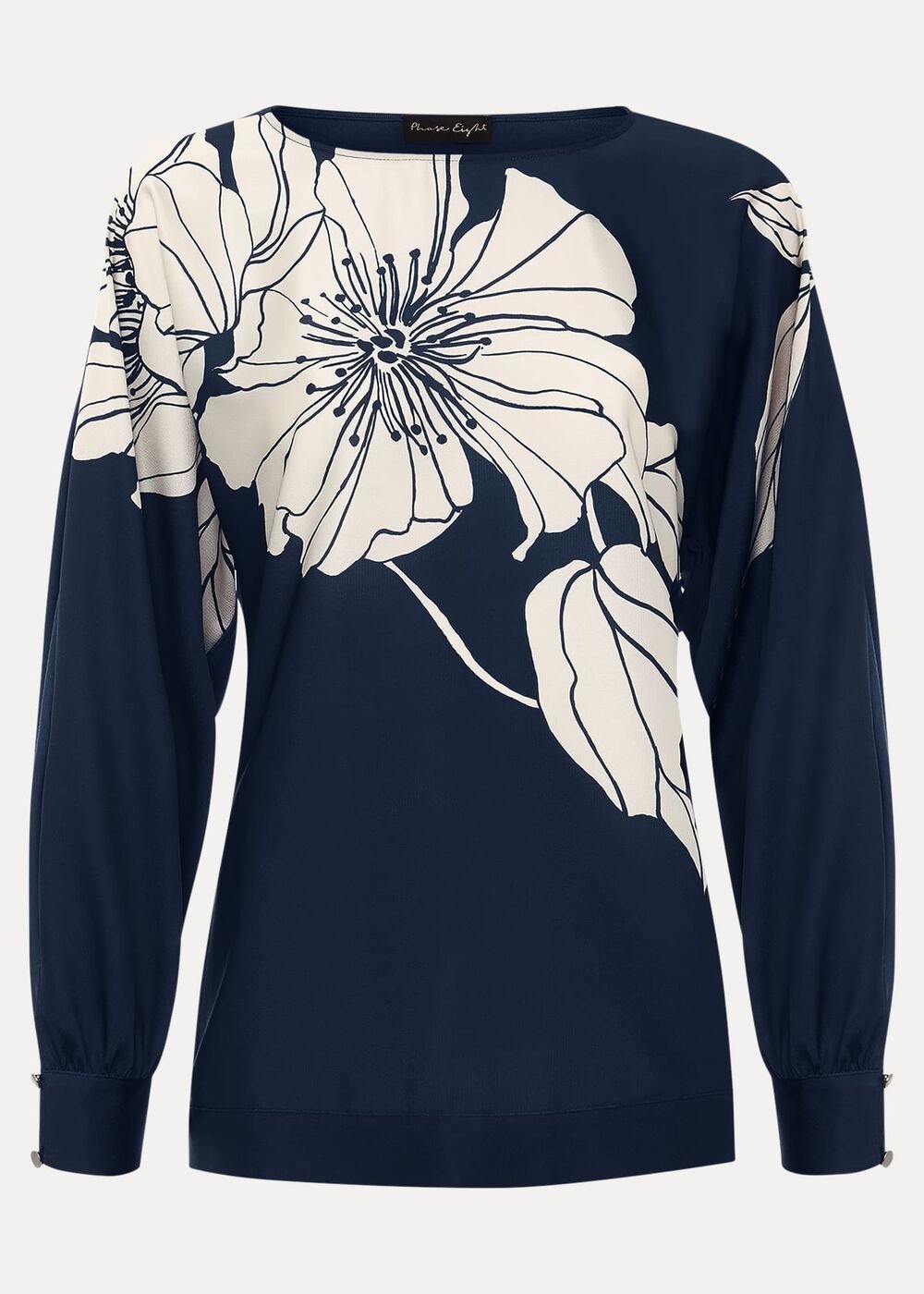 Alora Floral Woven Front Top Navy