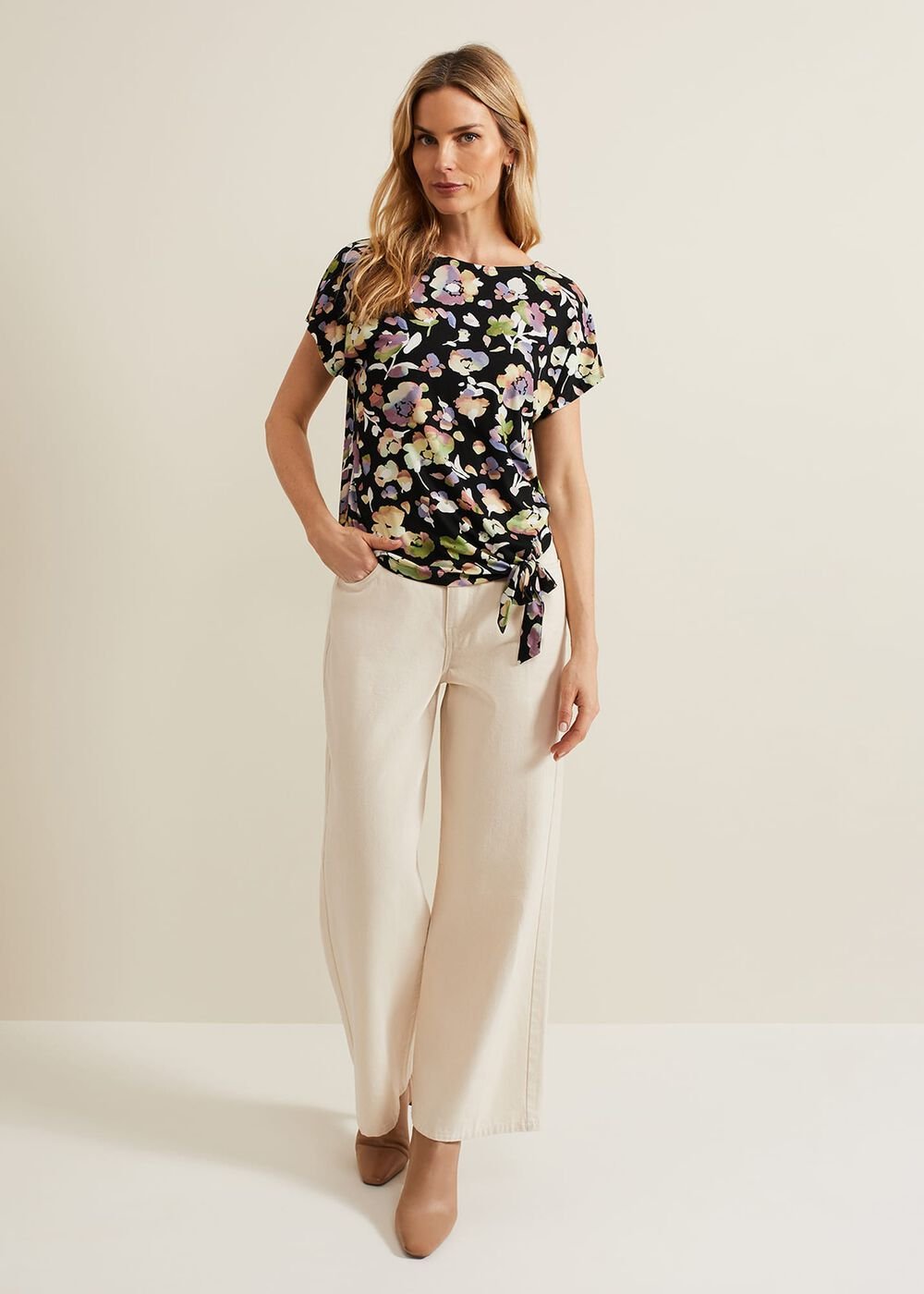 Maddie Watercolor Top Black/Multi