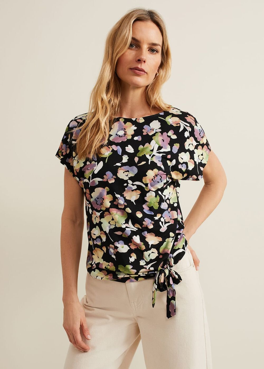 Maddie Watercolor Top Black/Multi