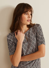 Evelyn Geo Print Top Black/Multi