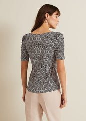 Evelyn Geo Print Top Black/Multi
