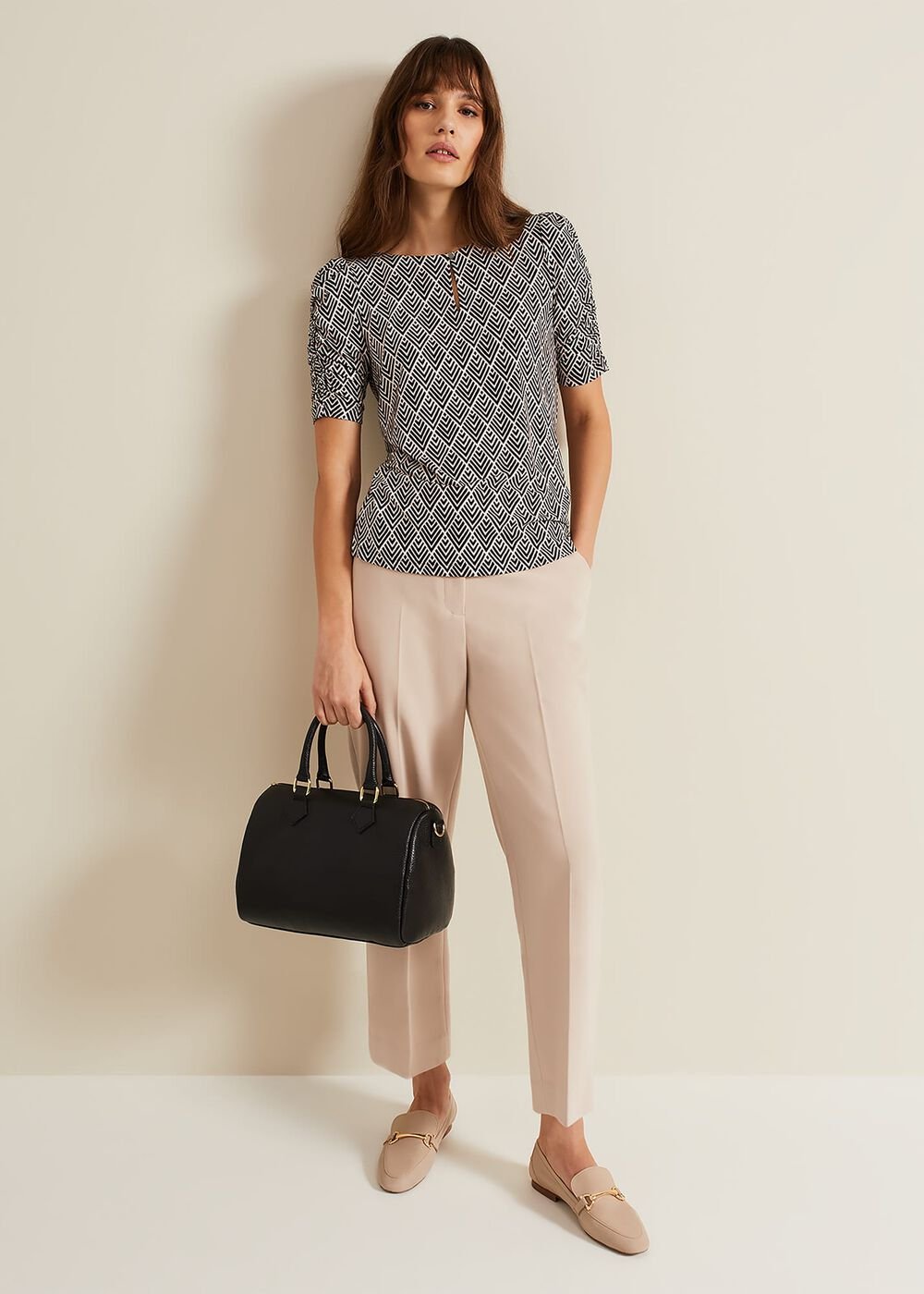 Evelyn Geo Print Top Black/Multi