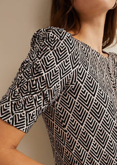 Evelyn Geo Print Top Black/Multi