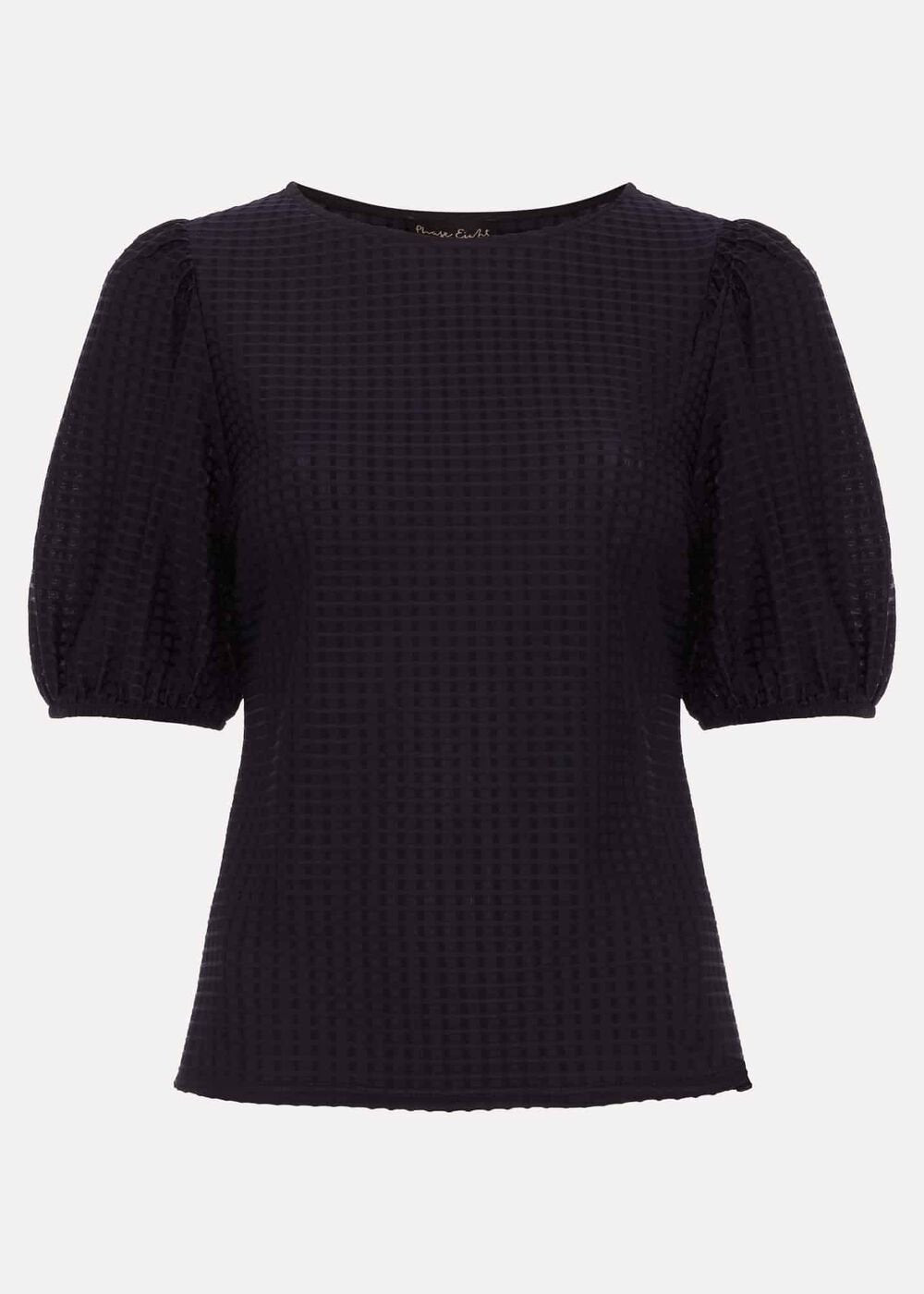 Adley Texture Bubble Sleeve Top Navy