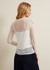 Loraine Linear Burnout Top Ivory