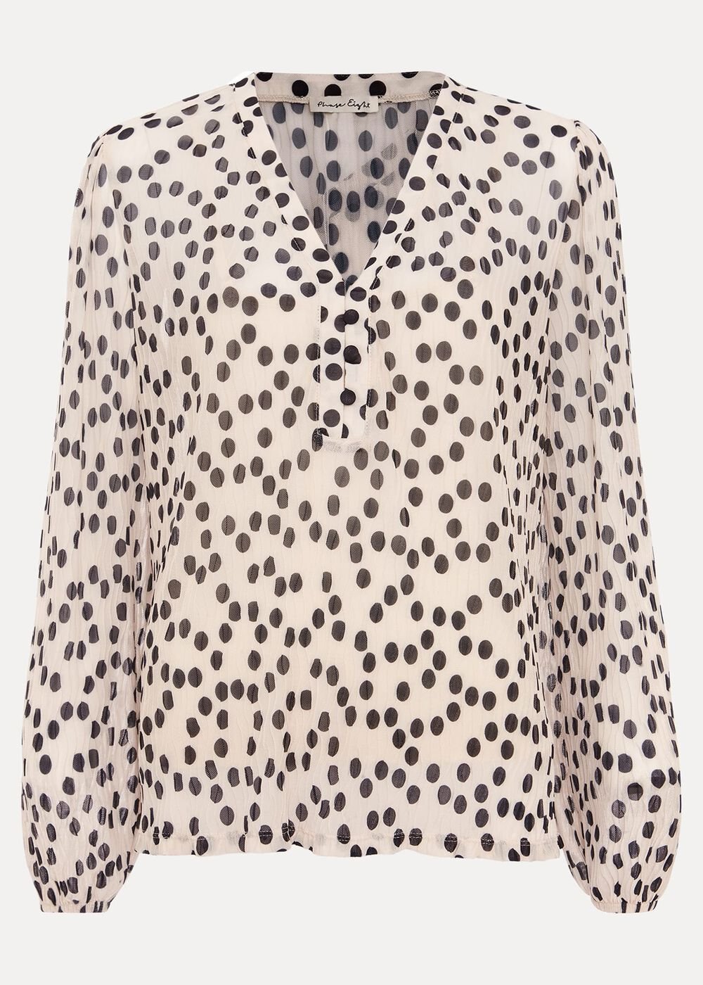 Sophia Spot Textured Mesh Top Ivory