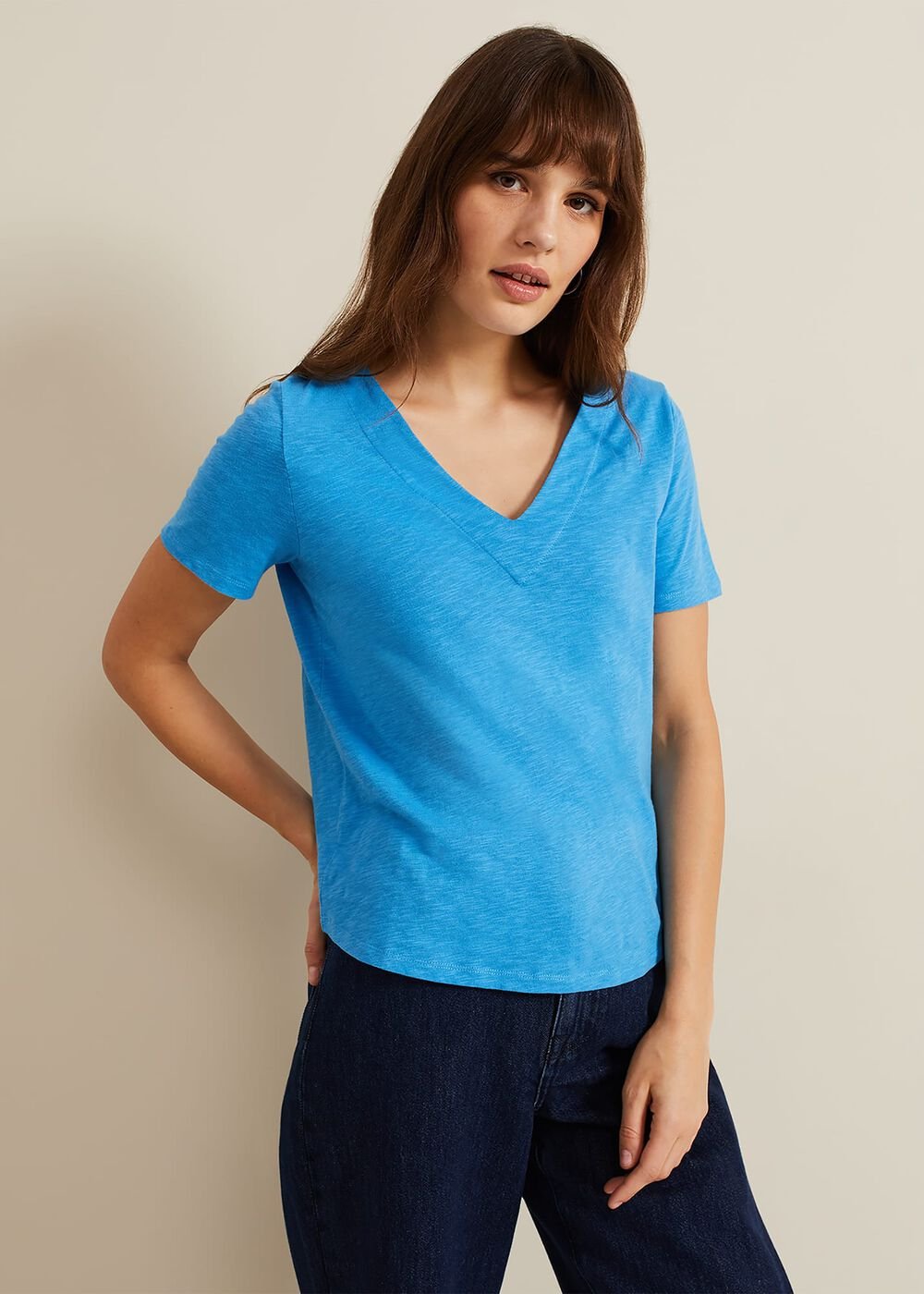 Elspeth V Neck Top Blue