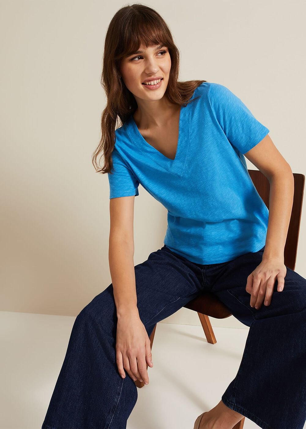 Elspeth V Neck Top Blue
