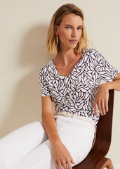 Alice Leaf Print Top Purple