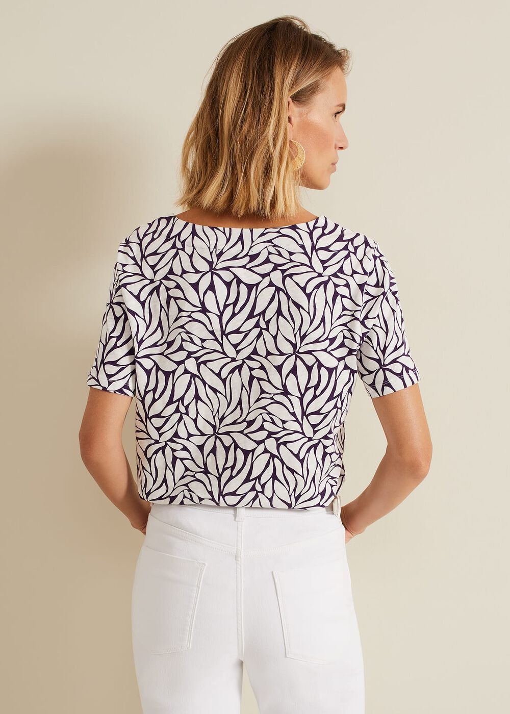 Alice Leaf Print Top Purple