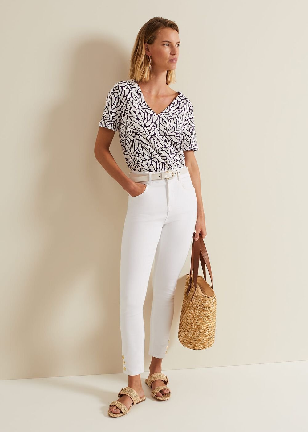 Alice Leaf Print Top Purple