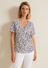 Alice Leaf Print Top Purple