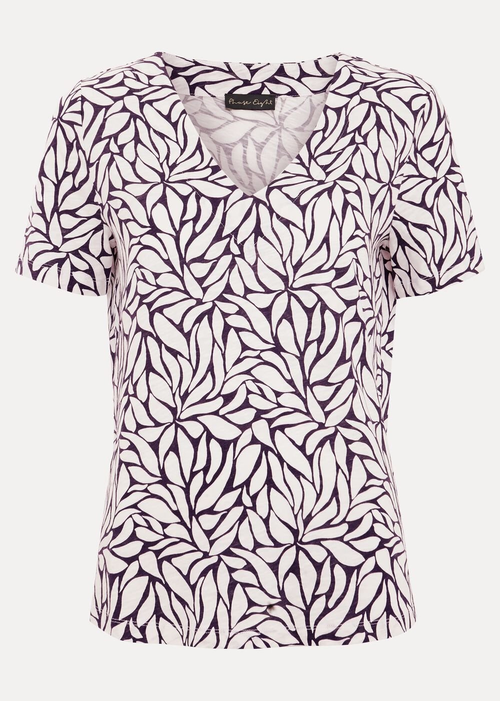 Alice Leaf Print Top Purple