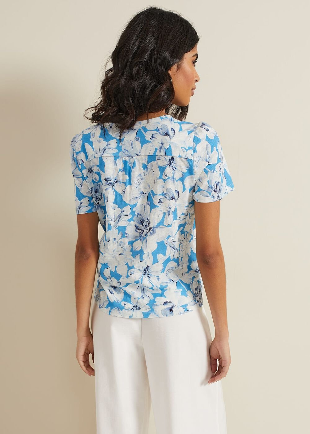 Lorenna Floral Print Top Blue