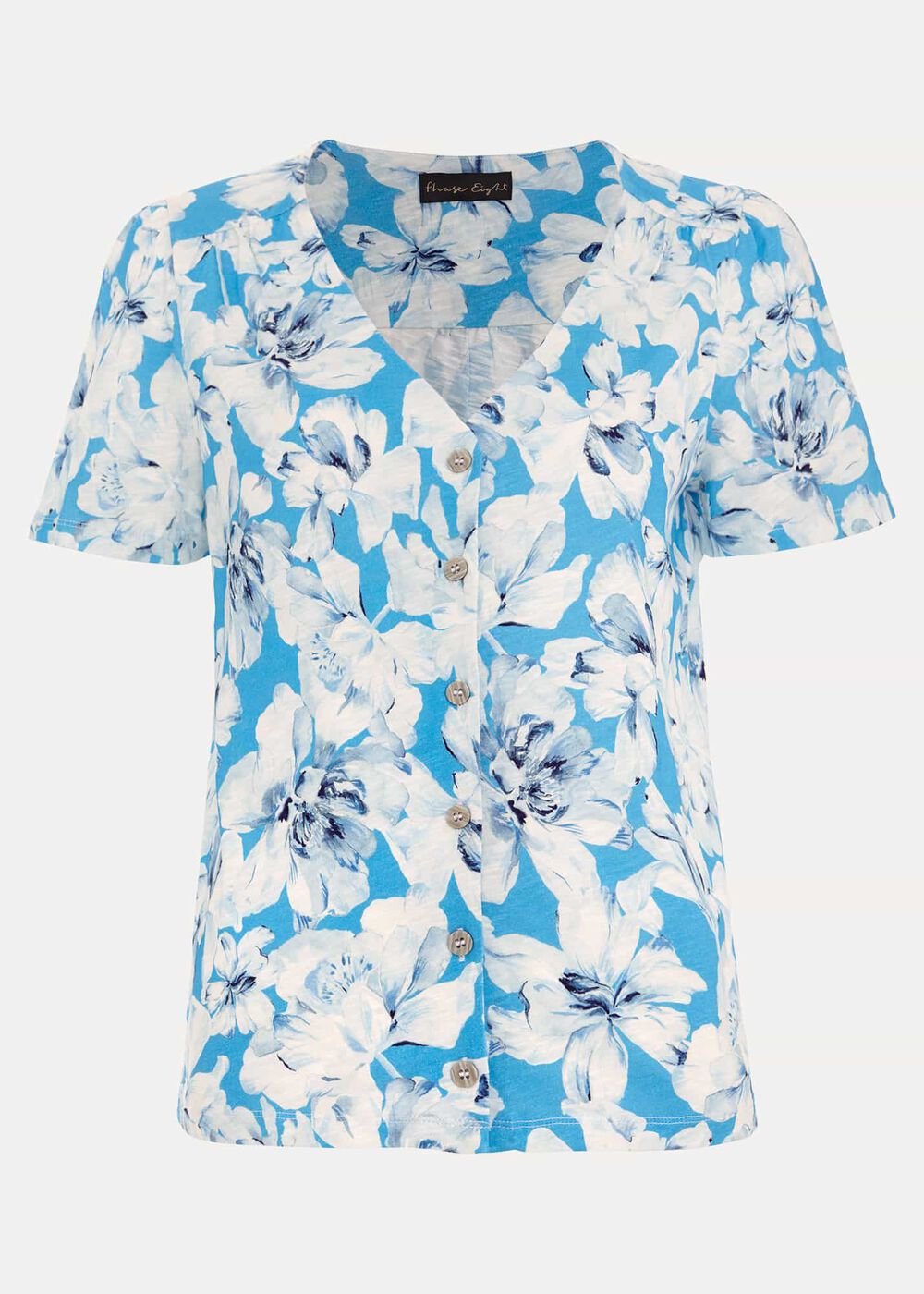 Lorenna Floral Print Top Blue