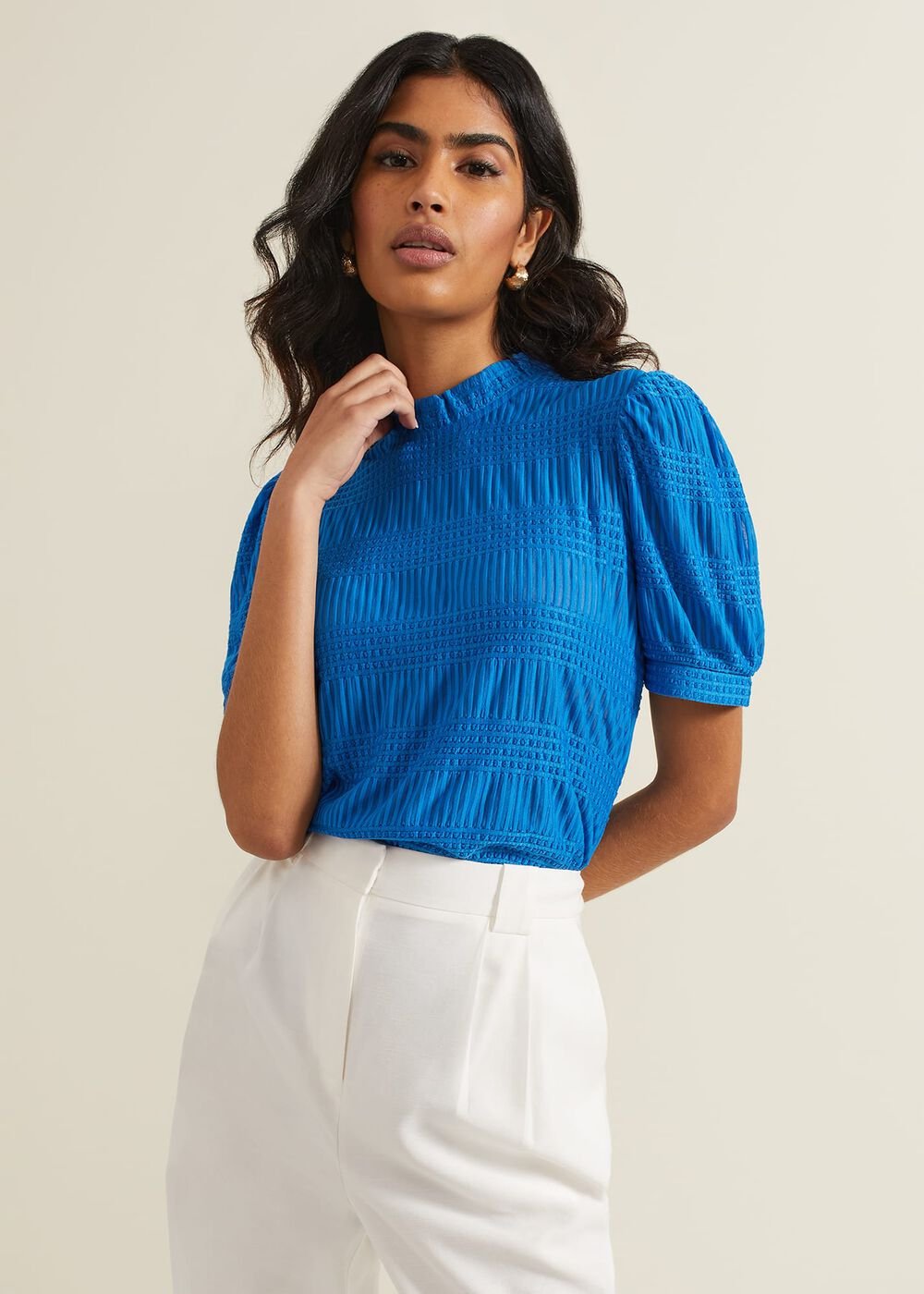 Samiha Textured Top Blue