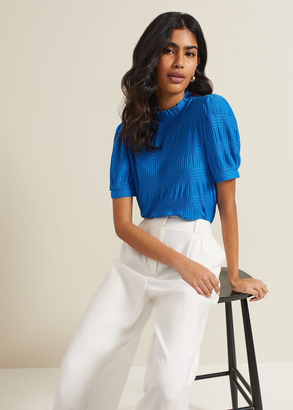 Samiha Textured Top Blue