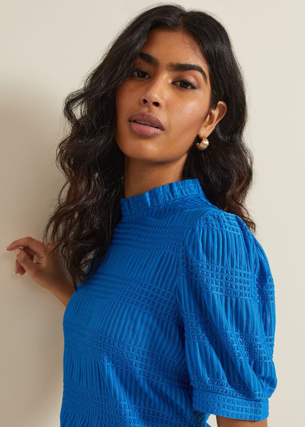 Samiha Textured Top Blue