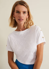 Suzie Button Detail Top White