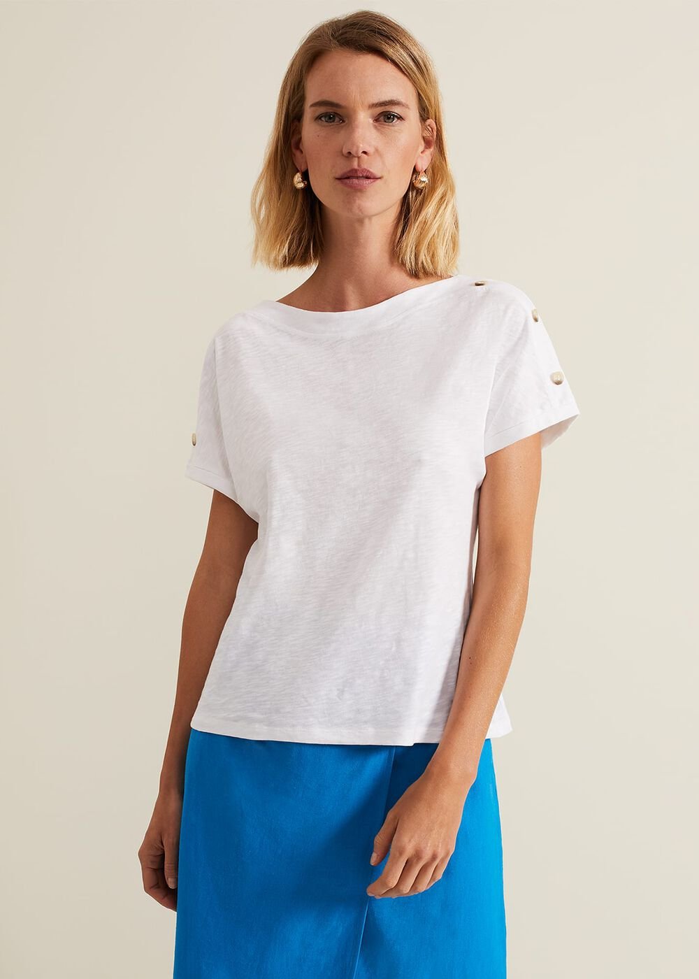 Suzie Button Detail Top White