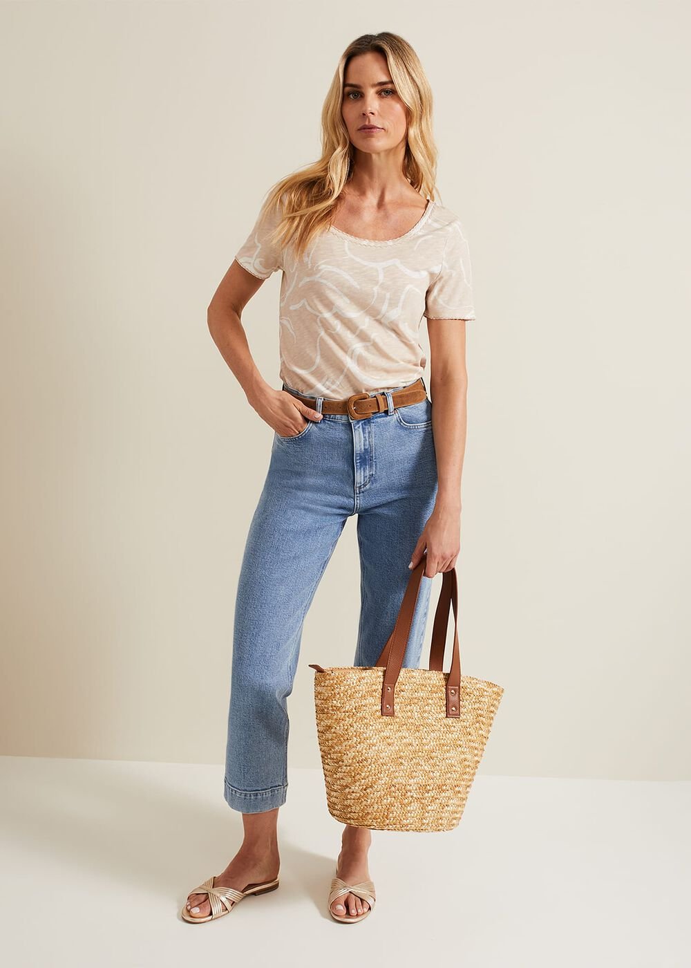 Nia Linear Print Top Neutral