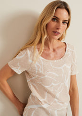 Nia Linear Print Top Neutral